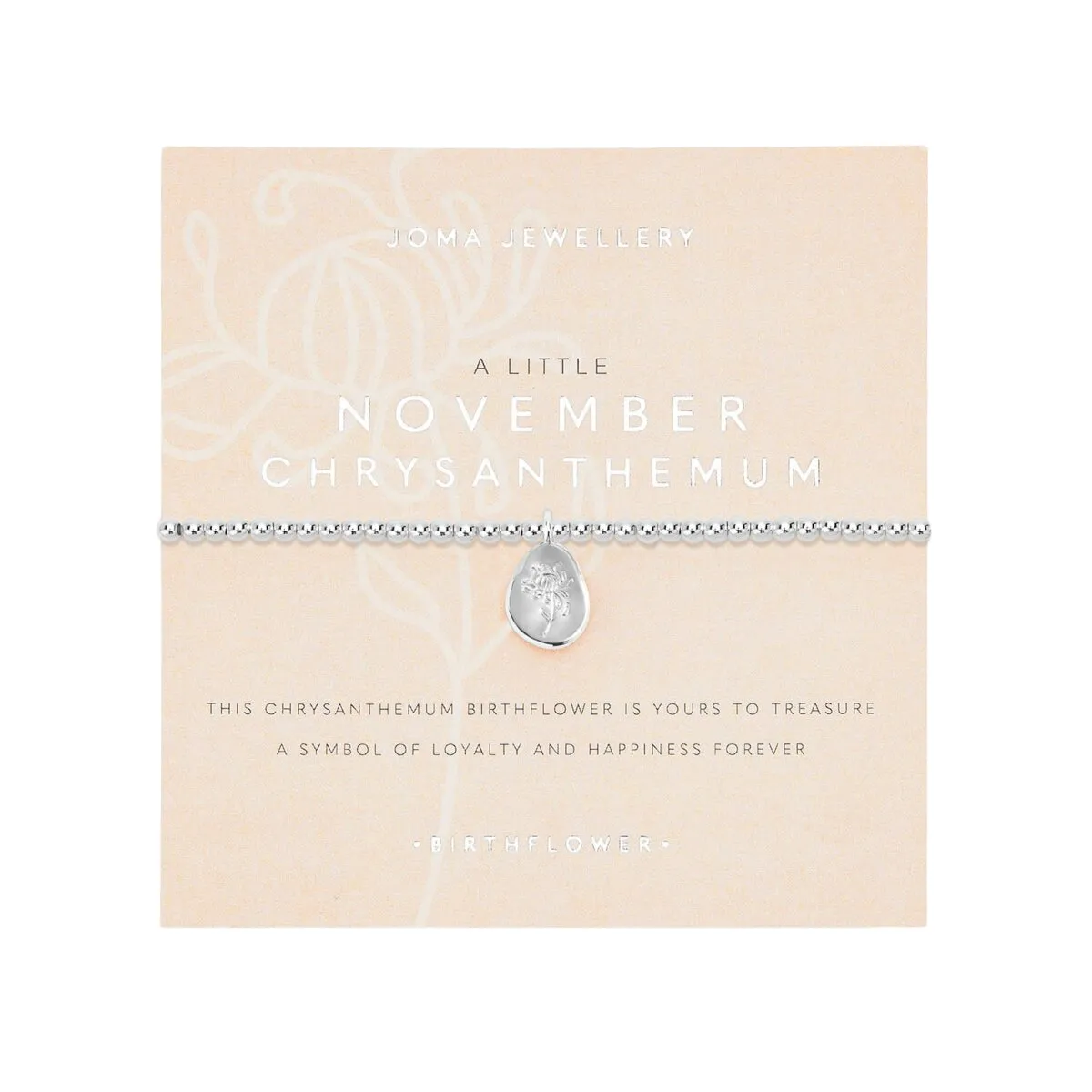 A Little 'November' Chrysanthemum Birthflower Bracelet | Silver Plated