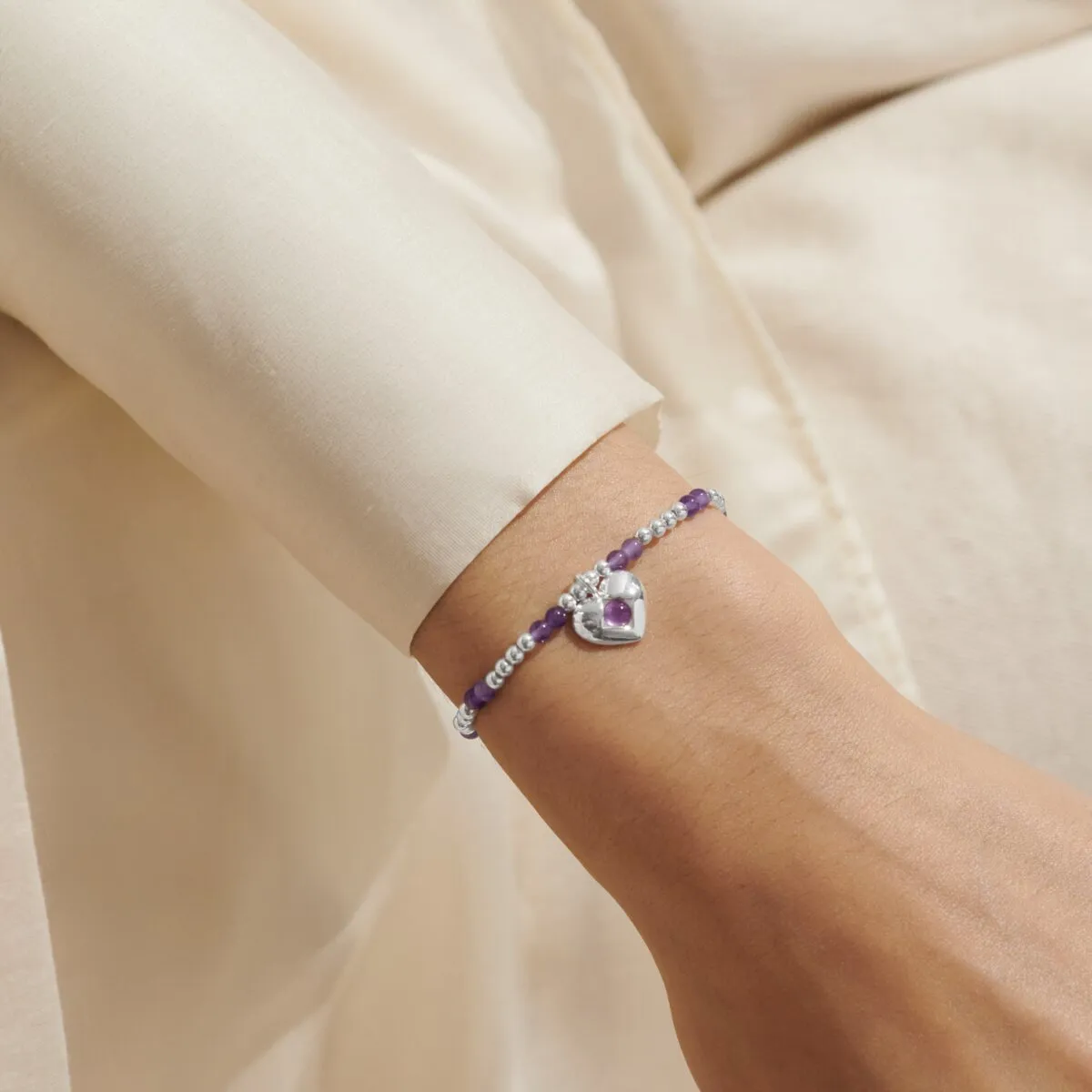 Birthstone A Little 'February' Amethyst Bracelet | Silver Plated