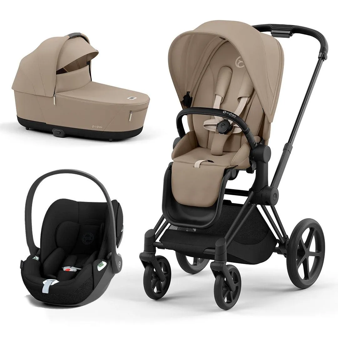 CYBEX Priam Cloud T Travel System - Cozy Beige/Black
