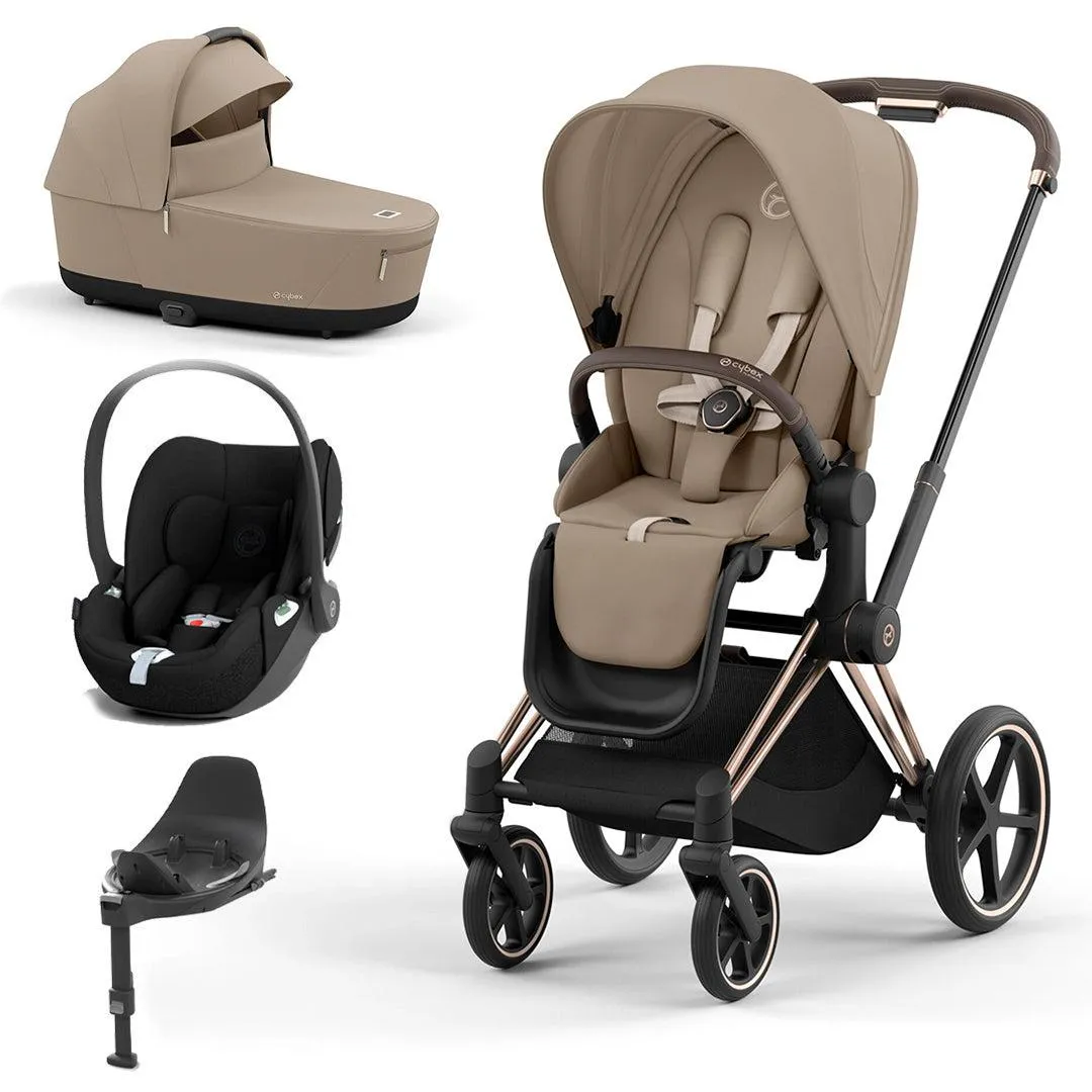 CYBEX Priam Cloud T Travel System - Cozy Beige/Black