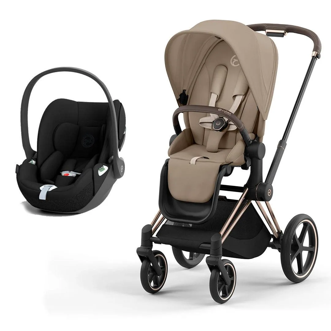 CYBEX Priam Cloud T Travel System - Cozy Beige/Black