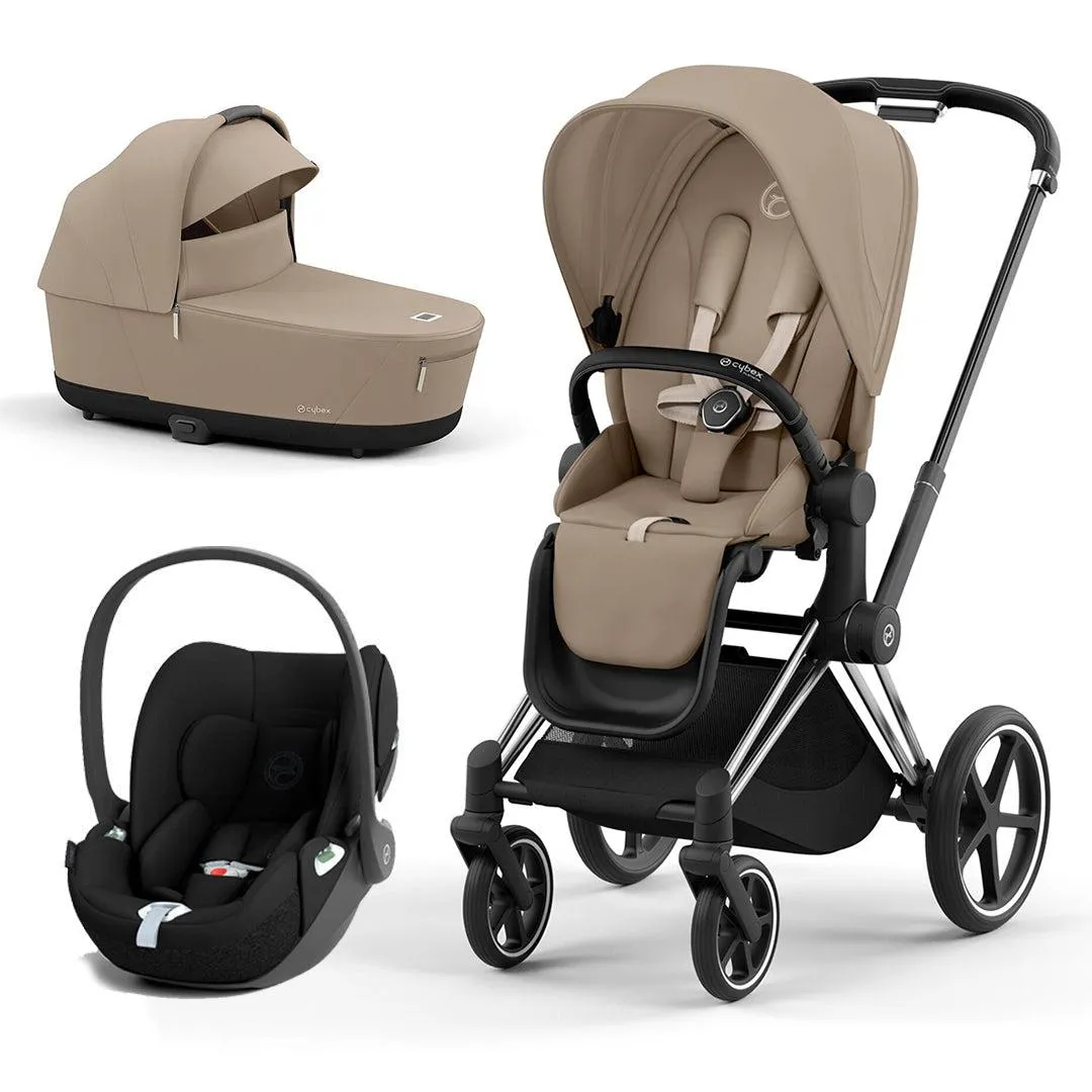 CYBEX Priam Cloud T Travel System - Cozy Beige/Black