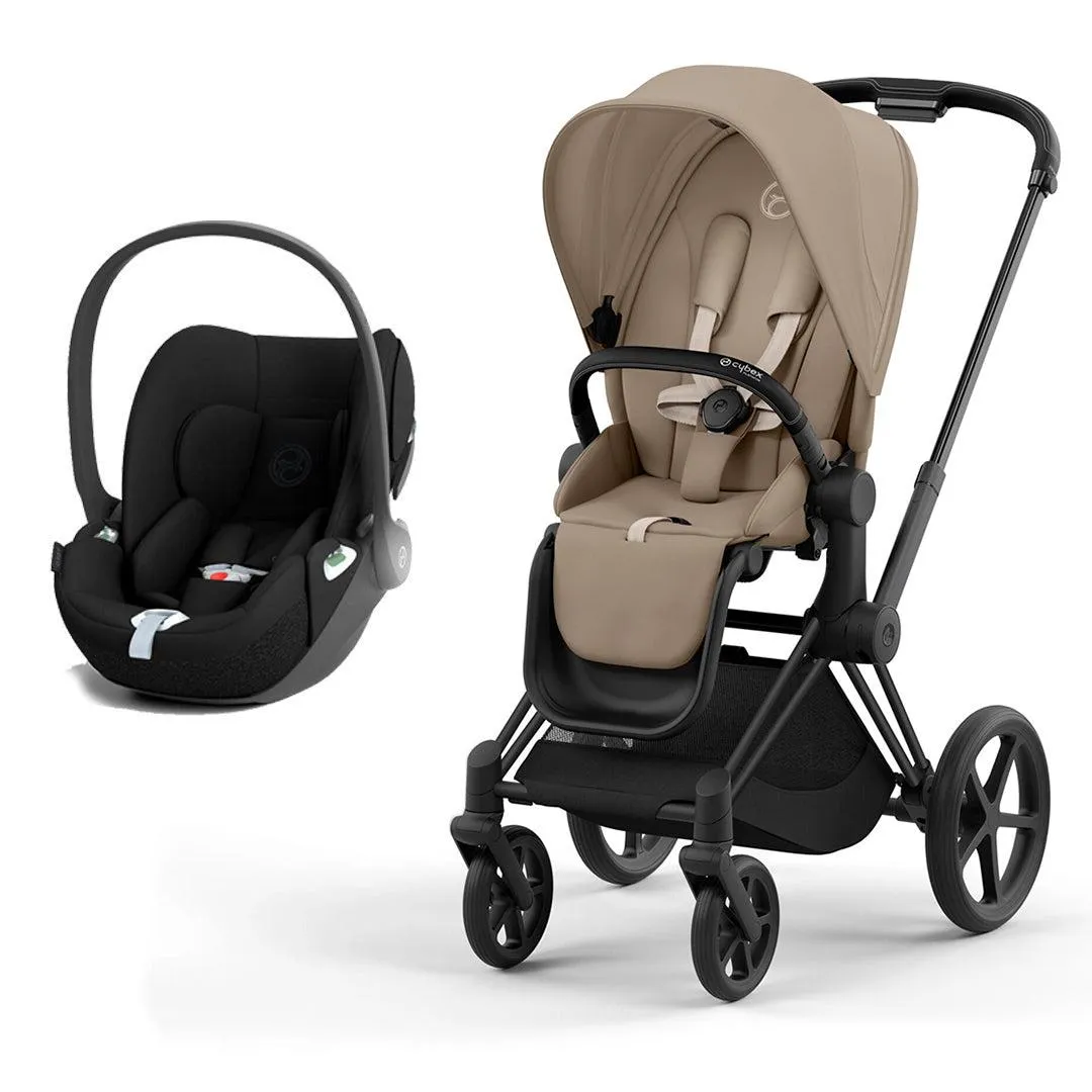 CYBEX Priam Cloud T Travel System - Cozy Beige/Black