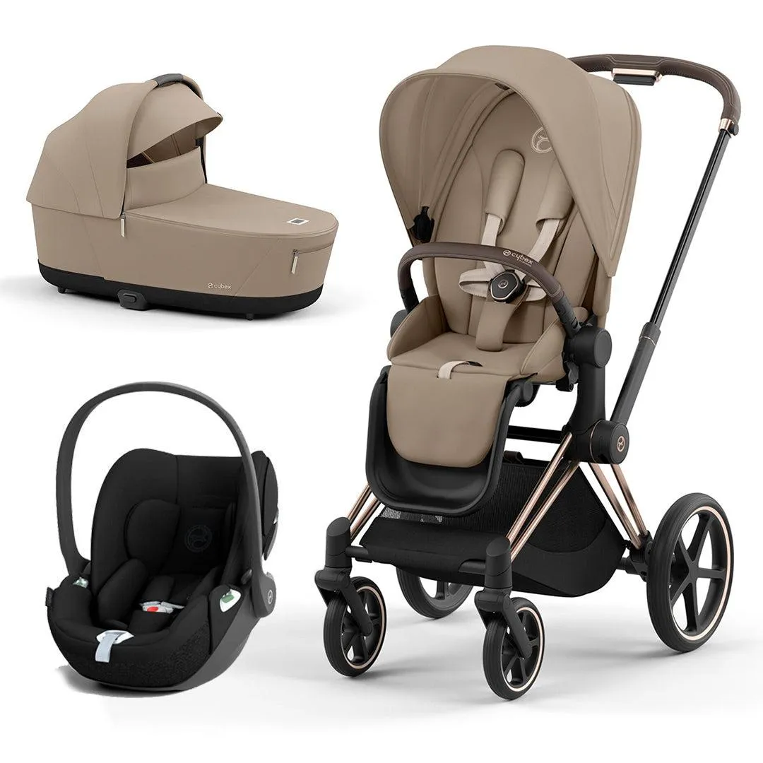 CYBEX Priam Cloud T Travel System - Cozy Beige/Black
