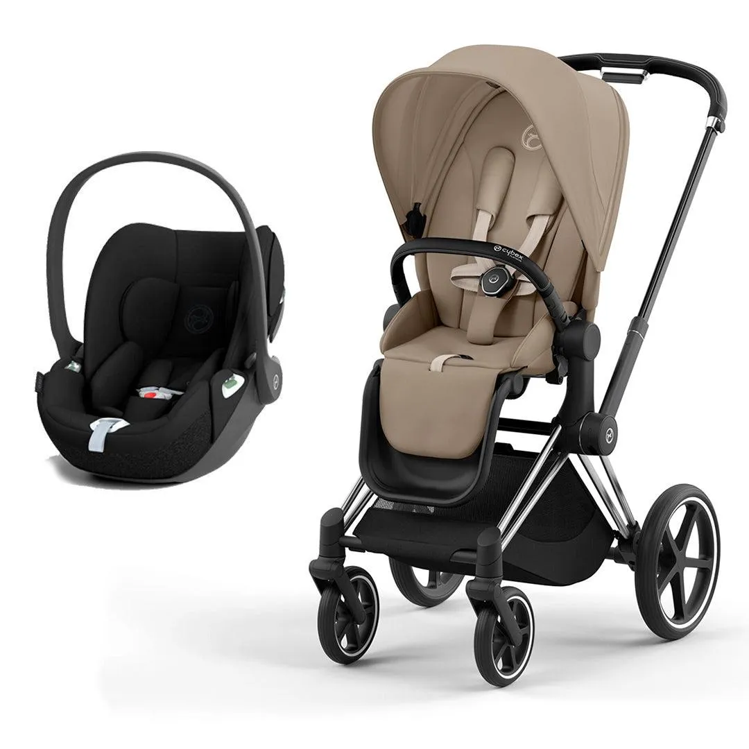 CYBEX Priam Cloud T Travel System - Cozy Beige/Black