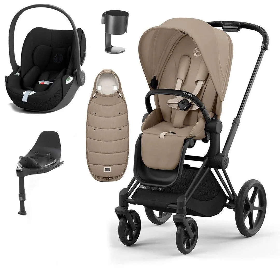 CYBEX Priam Cloud T Ultimate Travel System - Cozy Beige/Black