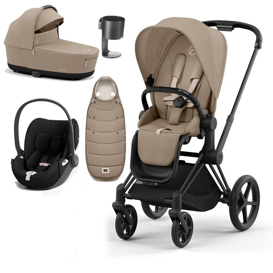 CYBEX Priam Cloud T Ultimate Travel System - Cozy Beige/Black