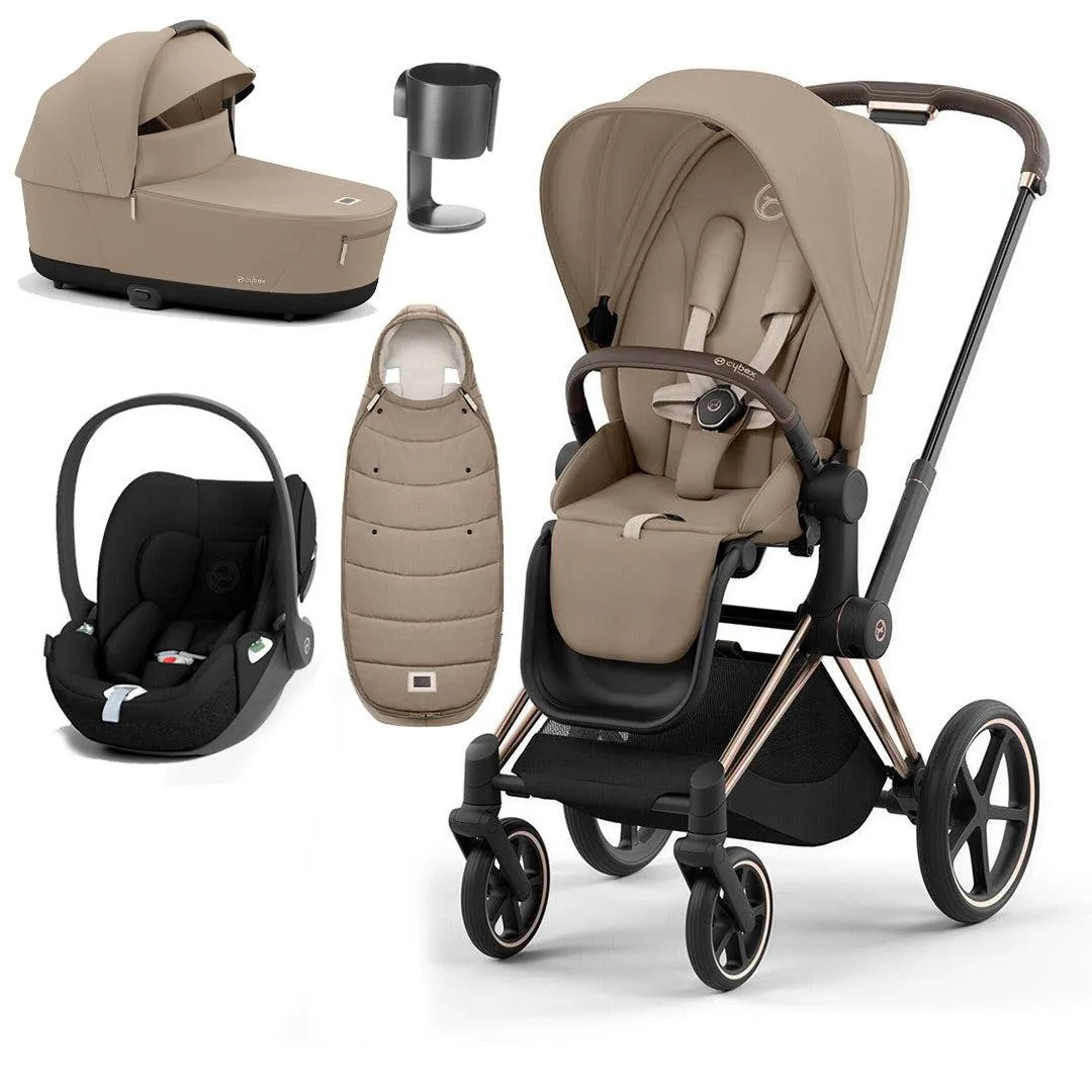 CYBEX Priam Cloud T Ultimate Travel System - Cozy Beige/Black