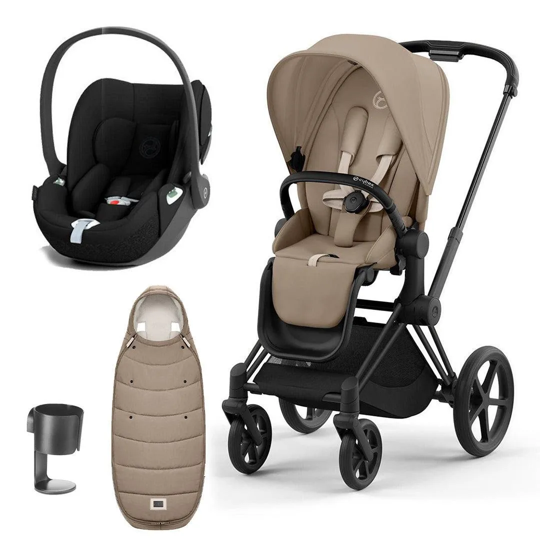 CYBEX Priam Cloud T Ultimate Travel System - Cozy Beige/Black