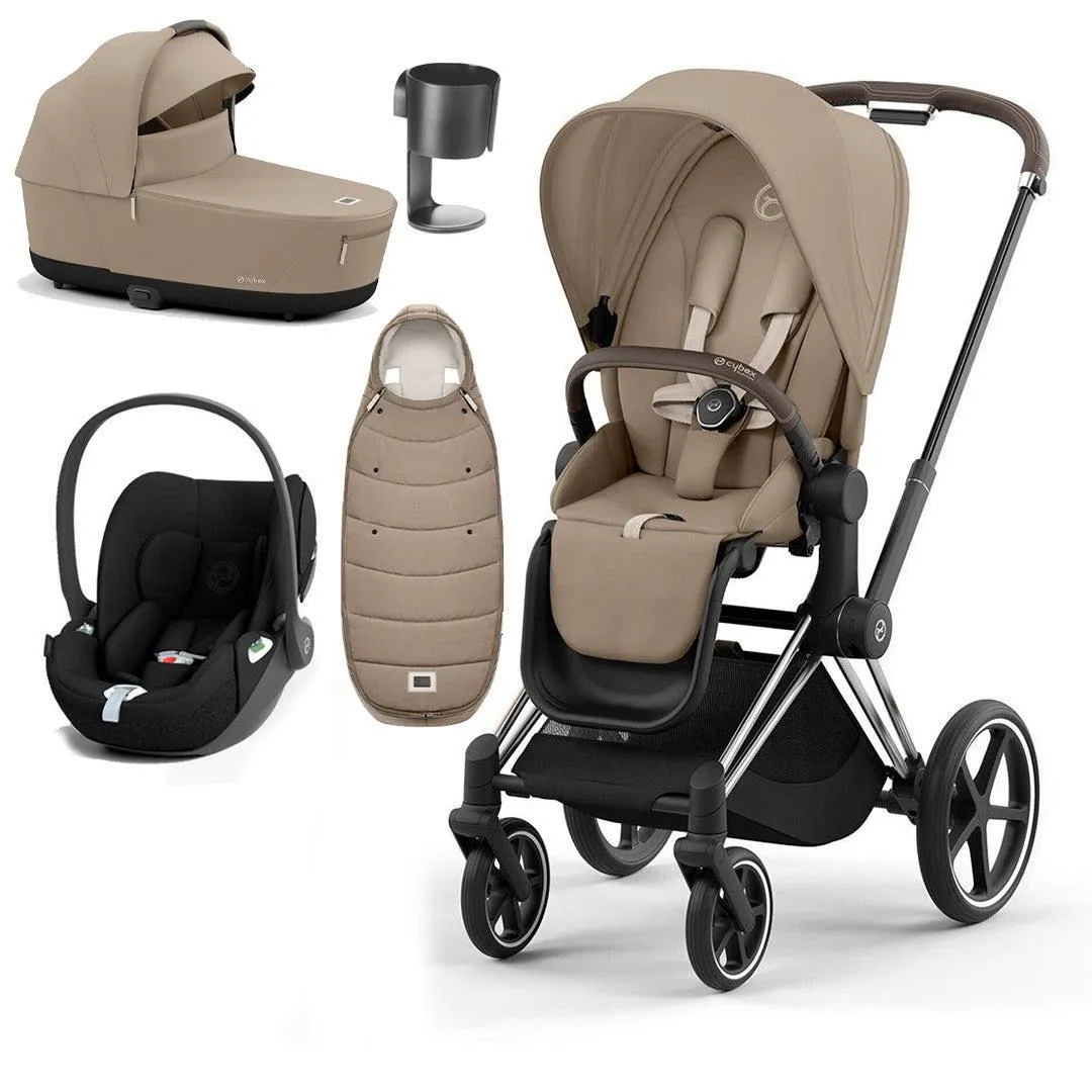 CYBEX Priam Cloud T Ultimate Travel System - Cozy Beige/Black