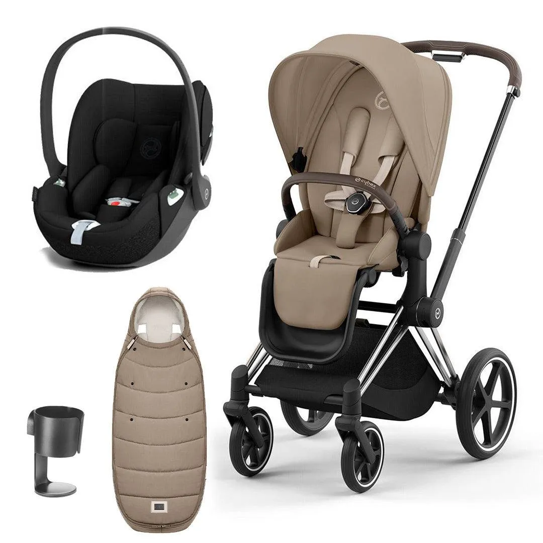 CYBEX Priam Cloud T Ultimate Travel System - Cozy Beige/Black