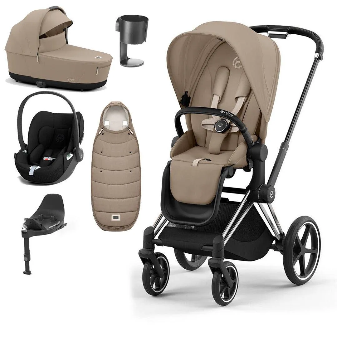 CYBEX Priam Cloud T Ultimate Travel System - Cozy Beige/Black