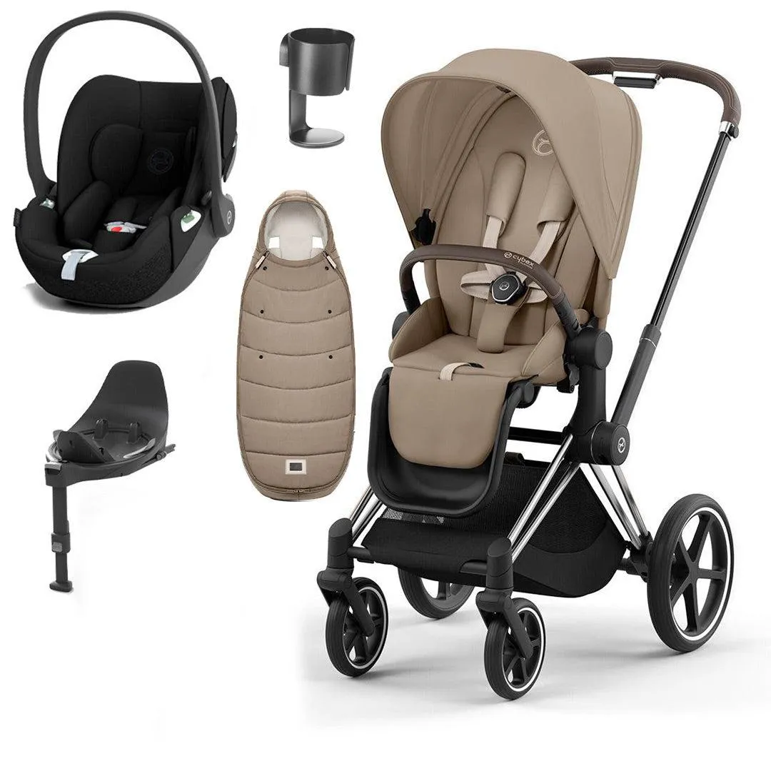 CYBEX Priam Cloud T Ultimate Travel System - Cozy Beige/Black