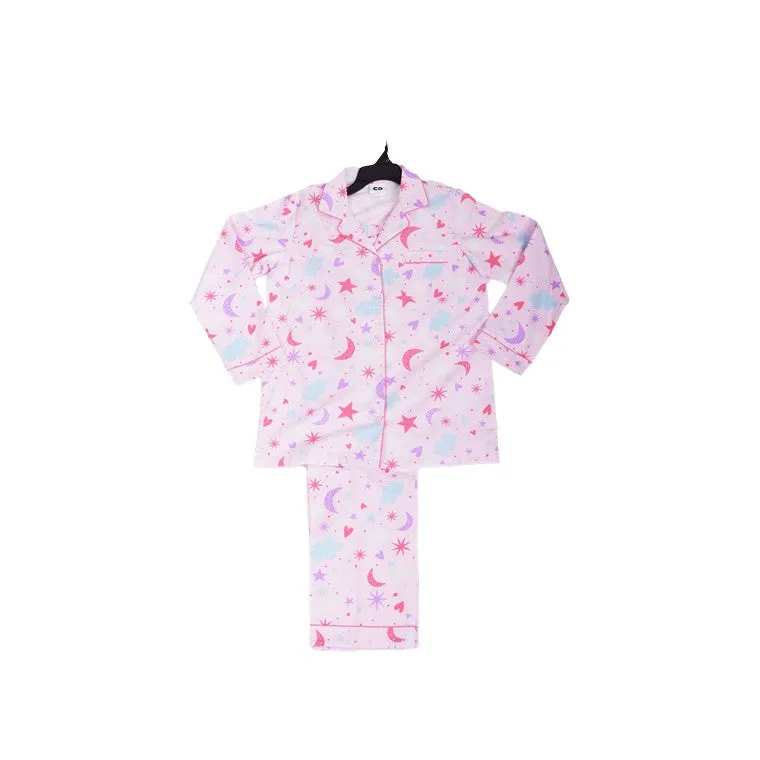 Flannel PJ Set, Moon & Stars, Size 10