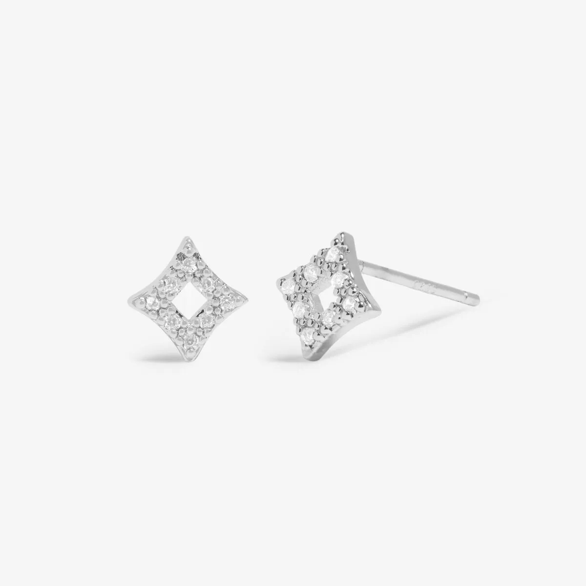 Mini Charms Pav Diamond Earrings | Silver Plated