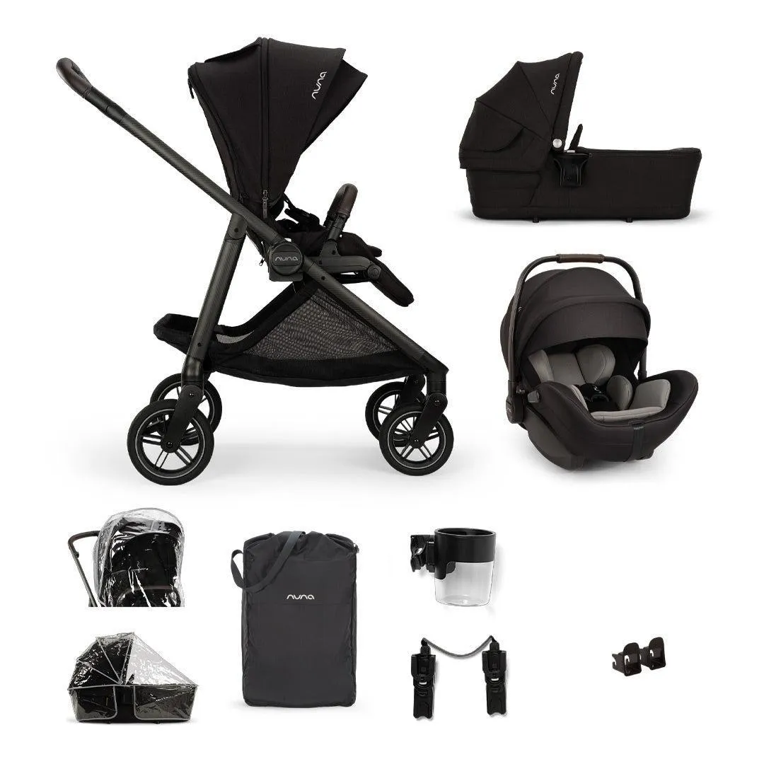 Nuna SWIV Stroller with ARRA Flex & Base Curv Travel System Bundle - Caviar
