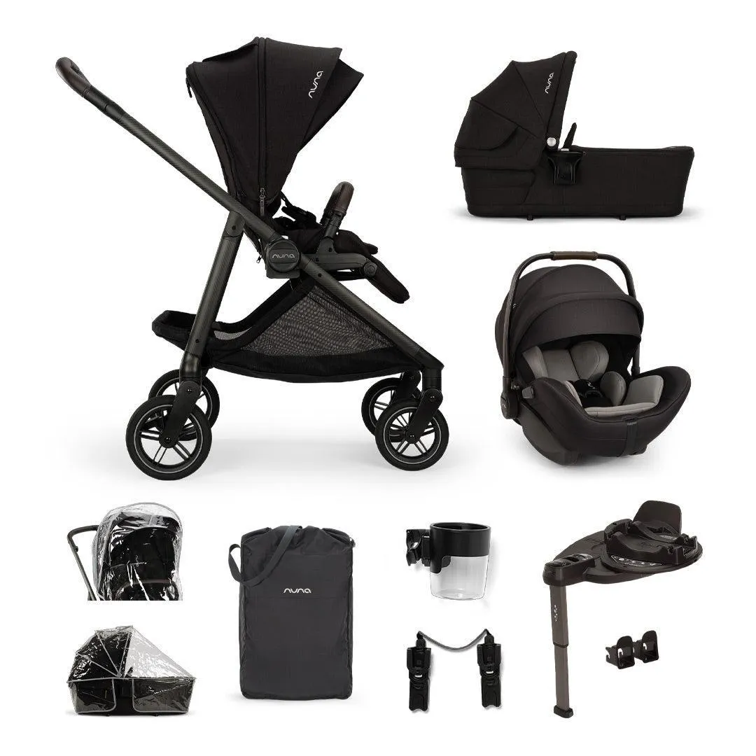 Nuna SWIV Stroller with ARRA Flex & Base Curv Travel System Bundle - Caviar