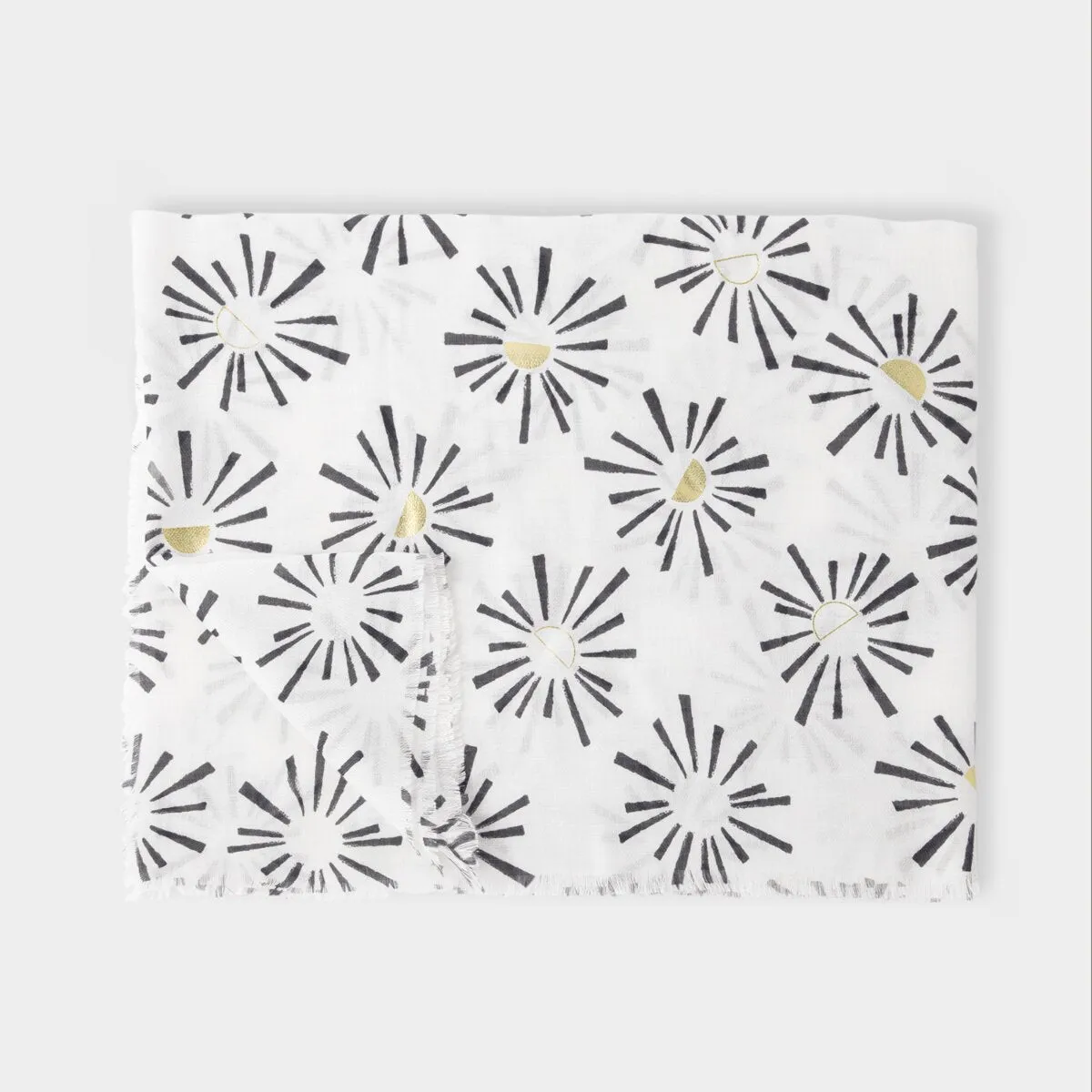 Sunburst Print Foil Scarf | Monochrome