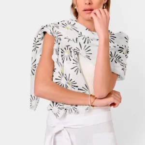 Sunburst Print Foil Scarf | Monochrome