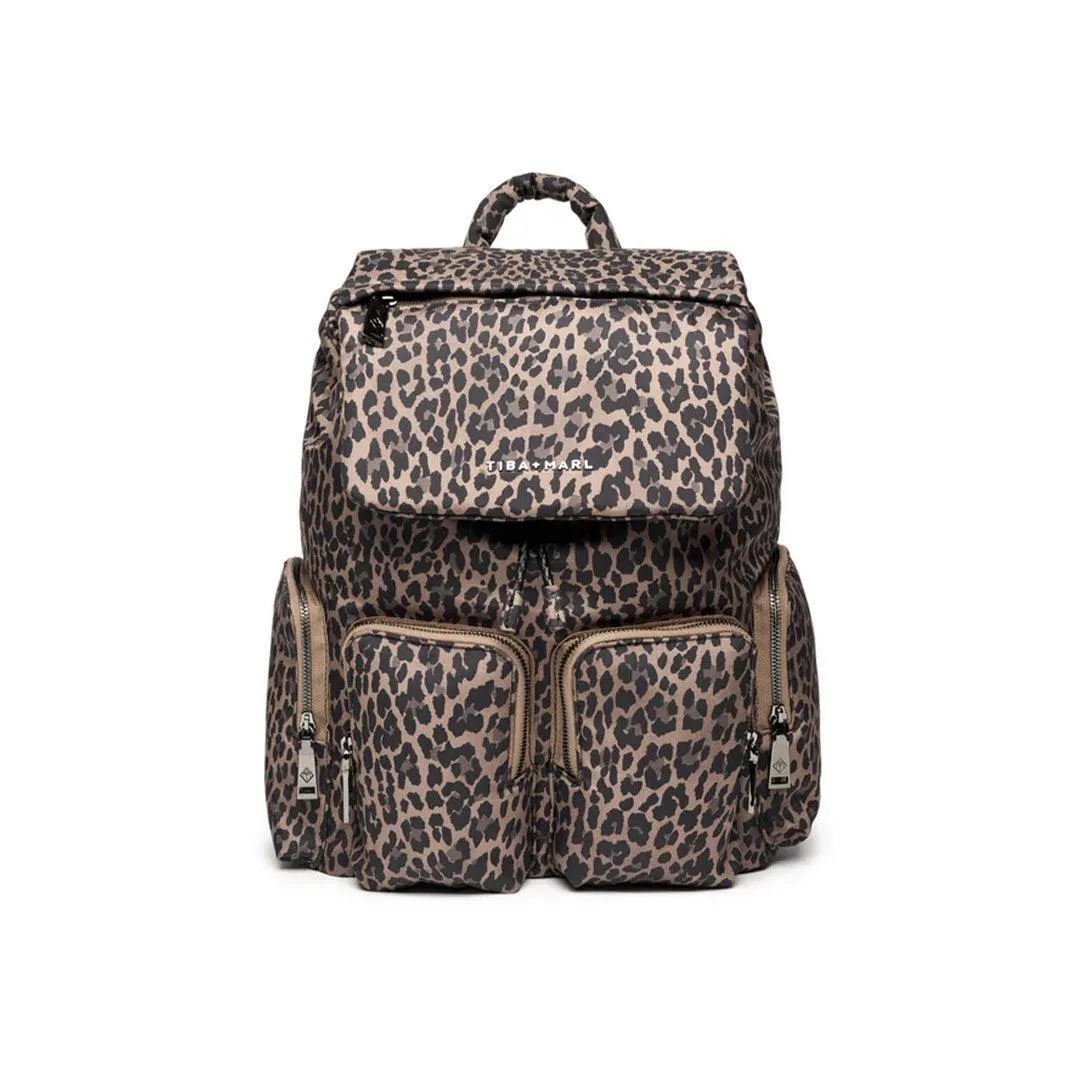 Tiba   Marl Alto Changing Backpack - Tonal Brown Leopard