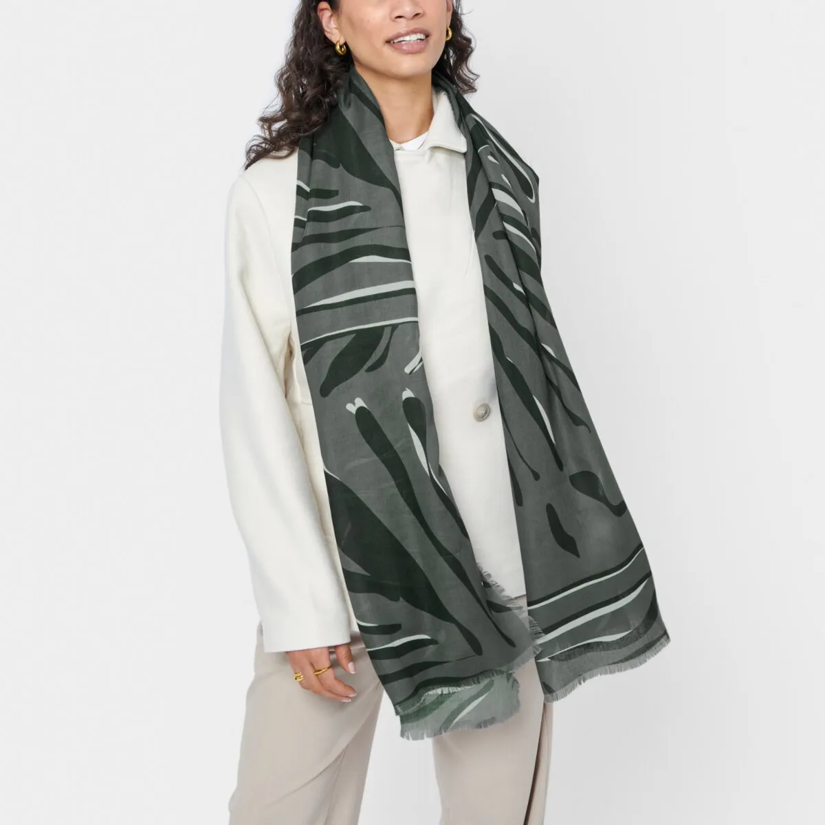 Zebra Print Scarf | Charcoal, Black & White